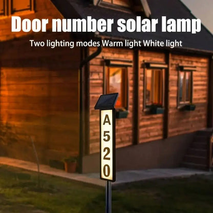 Solar Outdoor Address Sign With Stake And LED Illumination 3