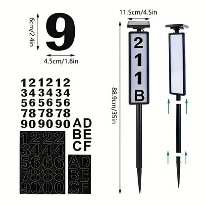 Solar Outdoor Address Sign With Stake And LED Illumination 5