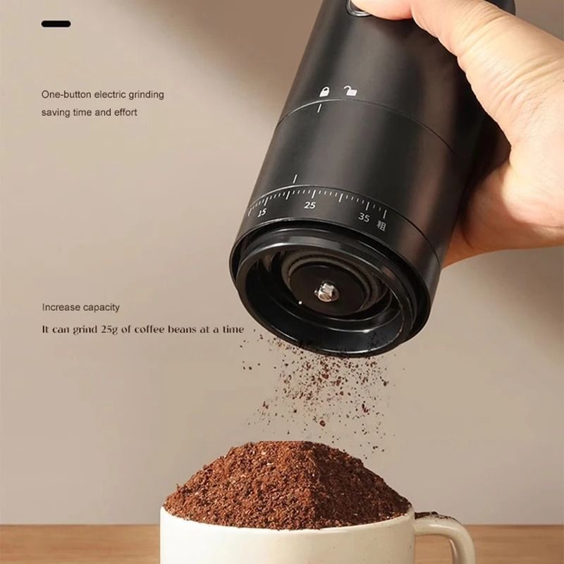 Electric Portable Coffee Grinder With Steel Core Rechargeable  Automatic 1