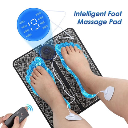 Electric EMS Foldable Foot Massager Pad with 8 Modes & 19 Intensity Levels