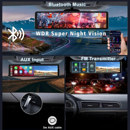 1126 Inch 4K Car DVR With Carplay Android Auto GPS WiFi Bluetooth Mirror Dash Cam 4