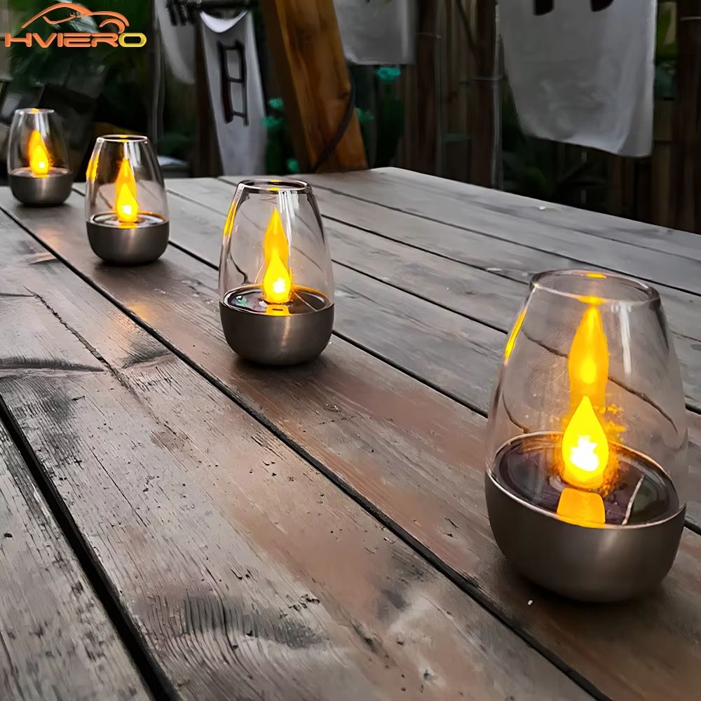 SolarGlow Stainless Steel Candle Light – Ambient Solar LED Decor for Outdoor Evenings