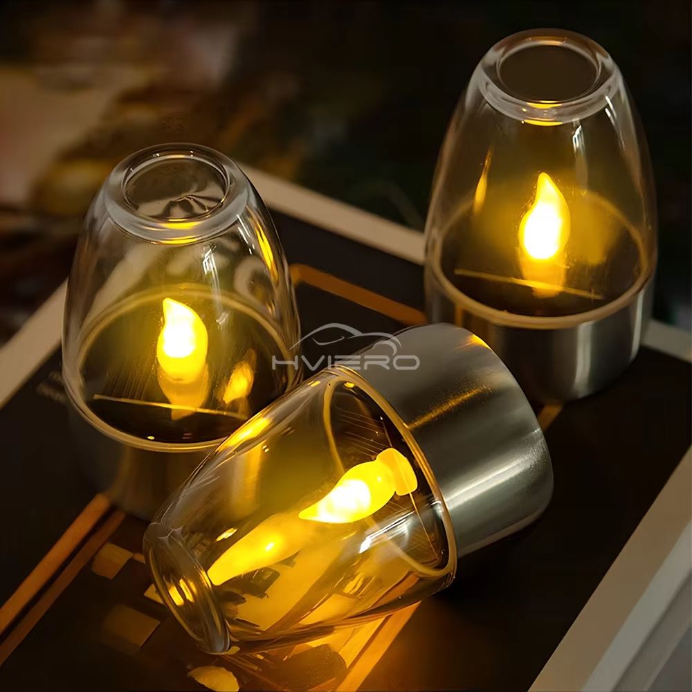 SolarGlow Stainless Steel Candle Light  Ambient Solar LED Decor For Outdoor Evenings 1