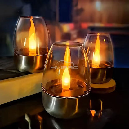 SolarGlow Stainless Steel Candle Light  Ambient Solar LED Decor For Outdoor Evenings 2