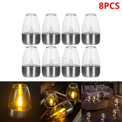 SolarGlow Stainless Steel Candle Light  Ambient Solar LED Decor For Outdoor Evenings 10