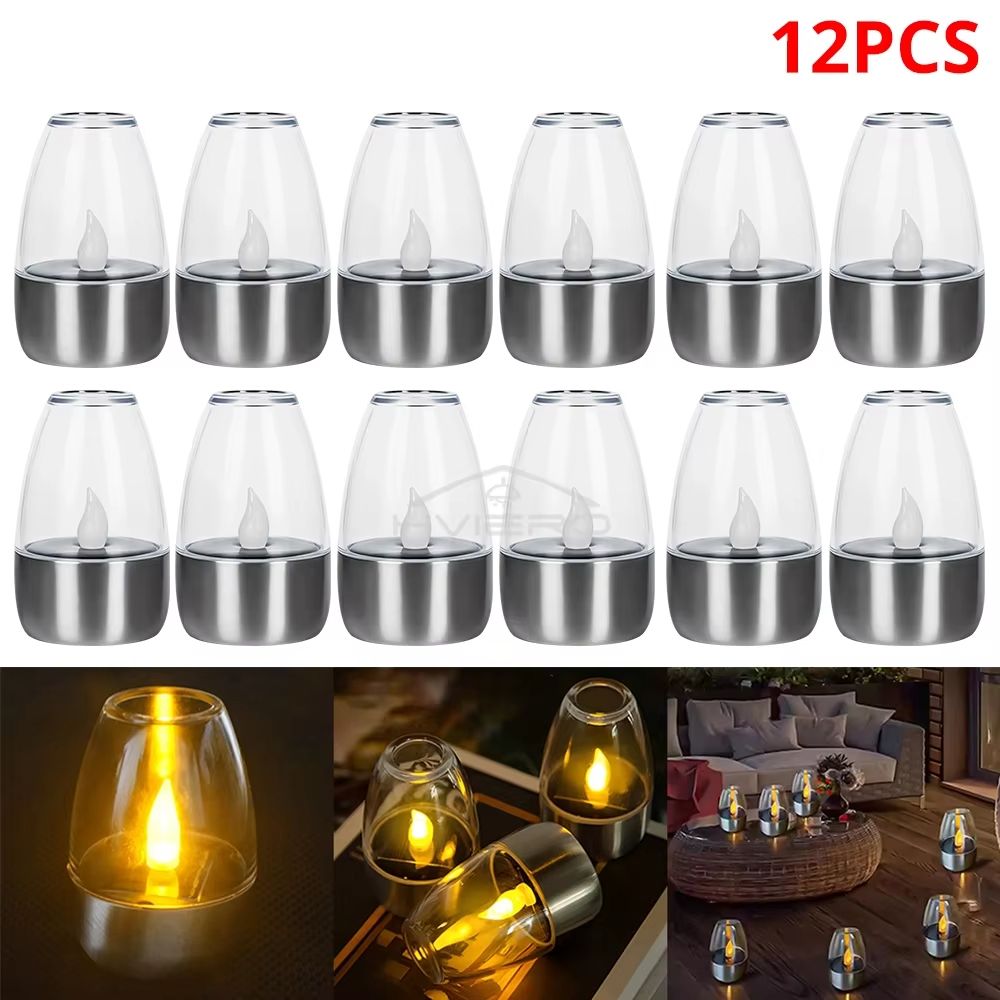 SolarGlow Stainless Steel Candle Light  Ambient Solar LED Decor For Outdoor Evenings 11