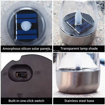 SolarGlow Stainless Steel Candle Light  Ambient Solar LED Decor For Outdoor Evenings 4