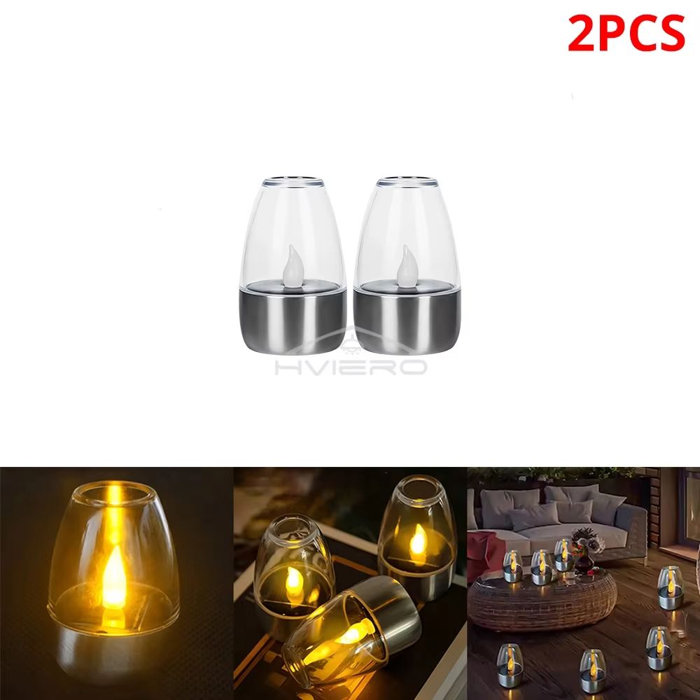 SolarGlow Stainless Steel Candle Light  Ambient Solar LED Decor For Outdoor Evenings 7