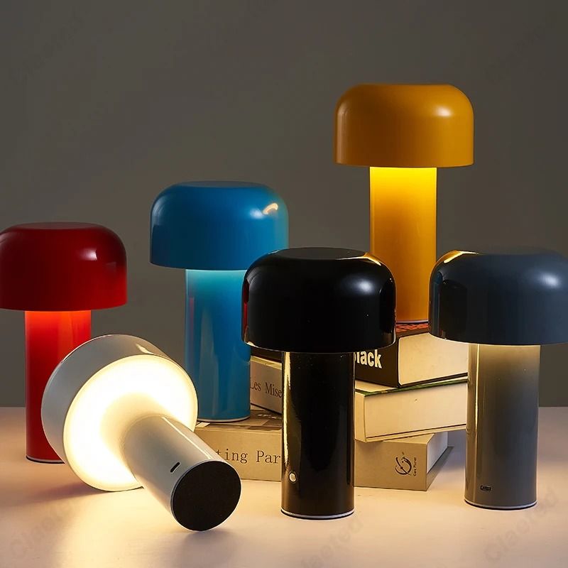 Italian Designer Mushroom Table Lamp Portable Cordless Touch Rechargeable USB Bedside Lamp 2