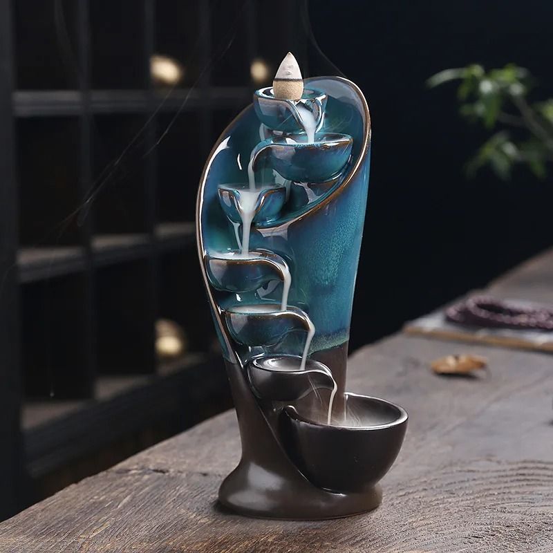 Handmade Torch Design Waterfall Incense Burner Ceramic Censer