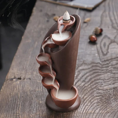 Handmade Torch Design Waterfall Incense Burner Ceramic Censer 1