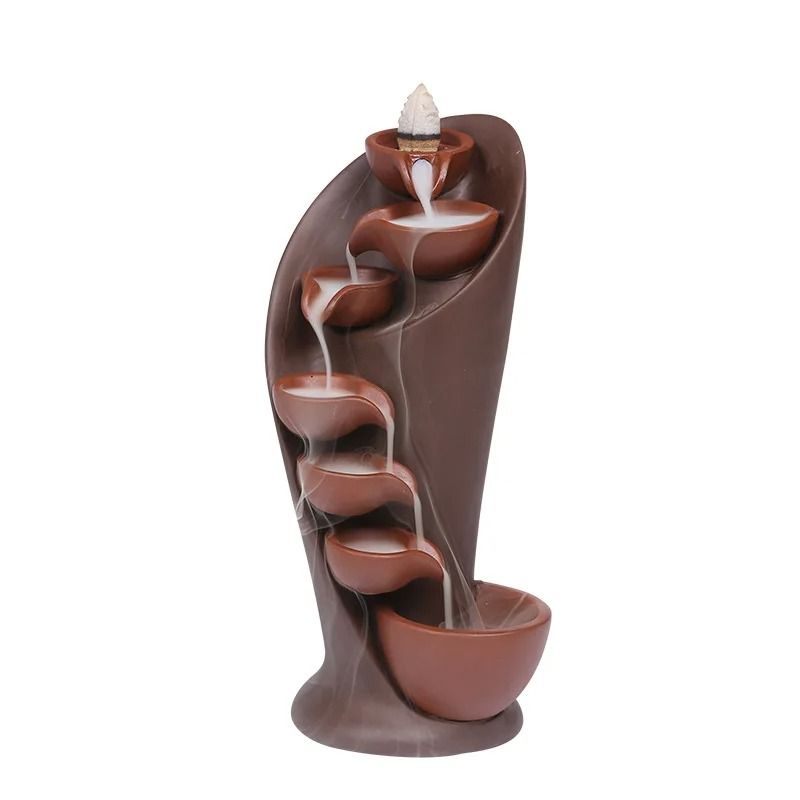 Handmade Torch Design Waterfall Incense Burner Ceramic Censer 4