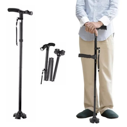 Adjustable Folding Walking Cane with LED Light – Lightweight, Anti-Slip Support for Seniors
