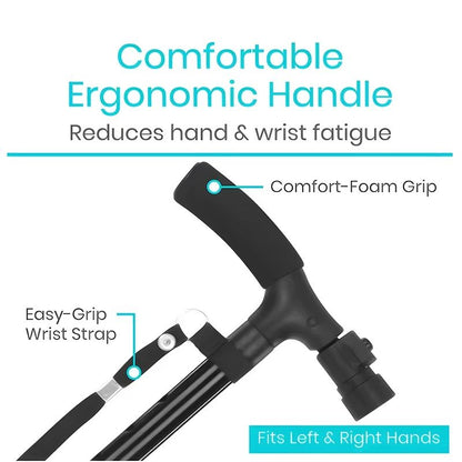 Adjustable Folding Walking Cane With LED Light  Lightweight AntiSlip Support For Seniors 3