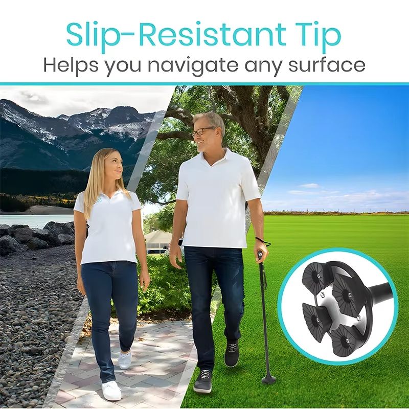Adjustable Folding Walking Cane With LED Light  Lightweight AntiSlip Support For Seniors 5