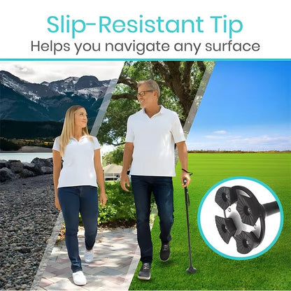 Adjustable Folding Walking Cane With LED Light  Lightweight AntiSlip Support For Seniors 5