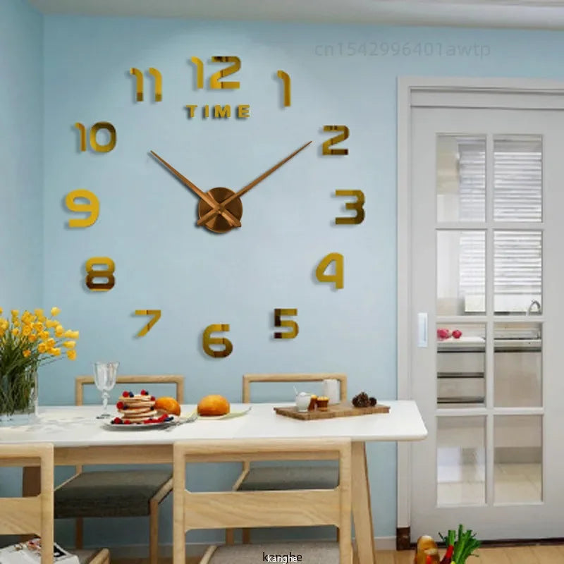 DIY Quartz Wall Clock, Modern Design Acrylic Mirror Stickers, Fashion Watch Home Living Room Decoration