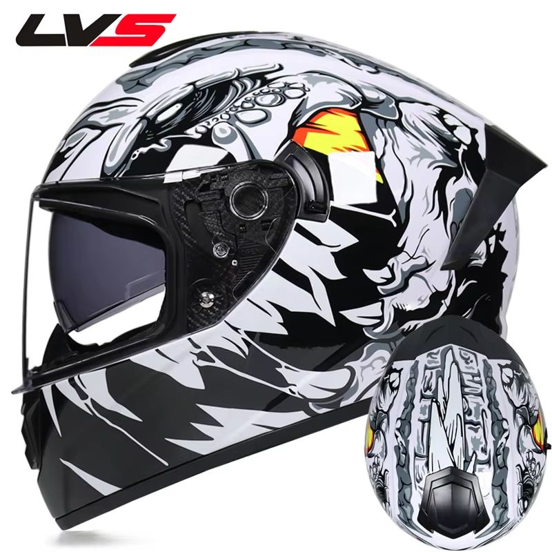 AllSeason FullFace Motorcycle Helmet With Double Visor  Winter Warm Racing Protection 9