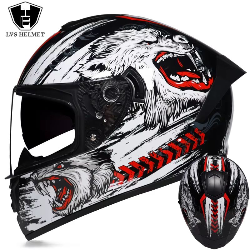 AllSeason FullFace Motorcycle Helmet With Double Visor  Winter Warm Racing Protection 11