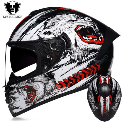 AllSeason FullFace Motorcycle Helmet With Double Visor  Winter Warm Racing Protection 11