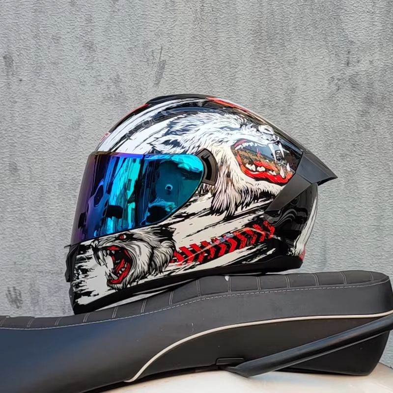 AllSeason FullFace Motorcycle Helmet With Double Visor  Winter Warm Racing Protection 3