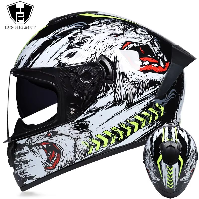 AllSeason FullFace Motorcycle Helmet With Double Visor  Winter Warm Racing Protection 8