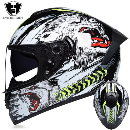 AllSeason FullFace Motorcycle Helmet With Double Visor  Winter Warm Racing Protection 8