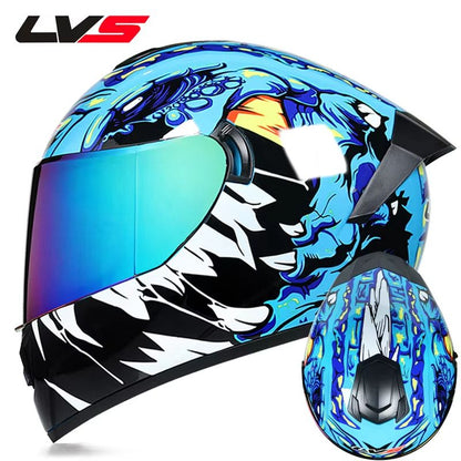AllSeason FullFace Motorcycle Helmet With Double Visor  Winter Warm Racing Protection 19