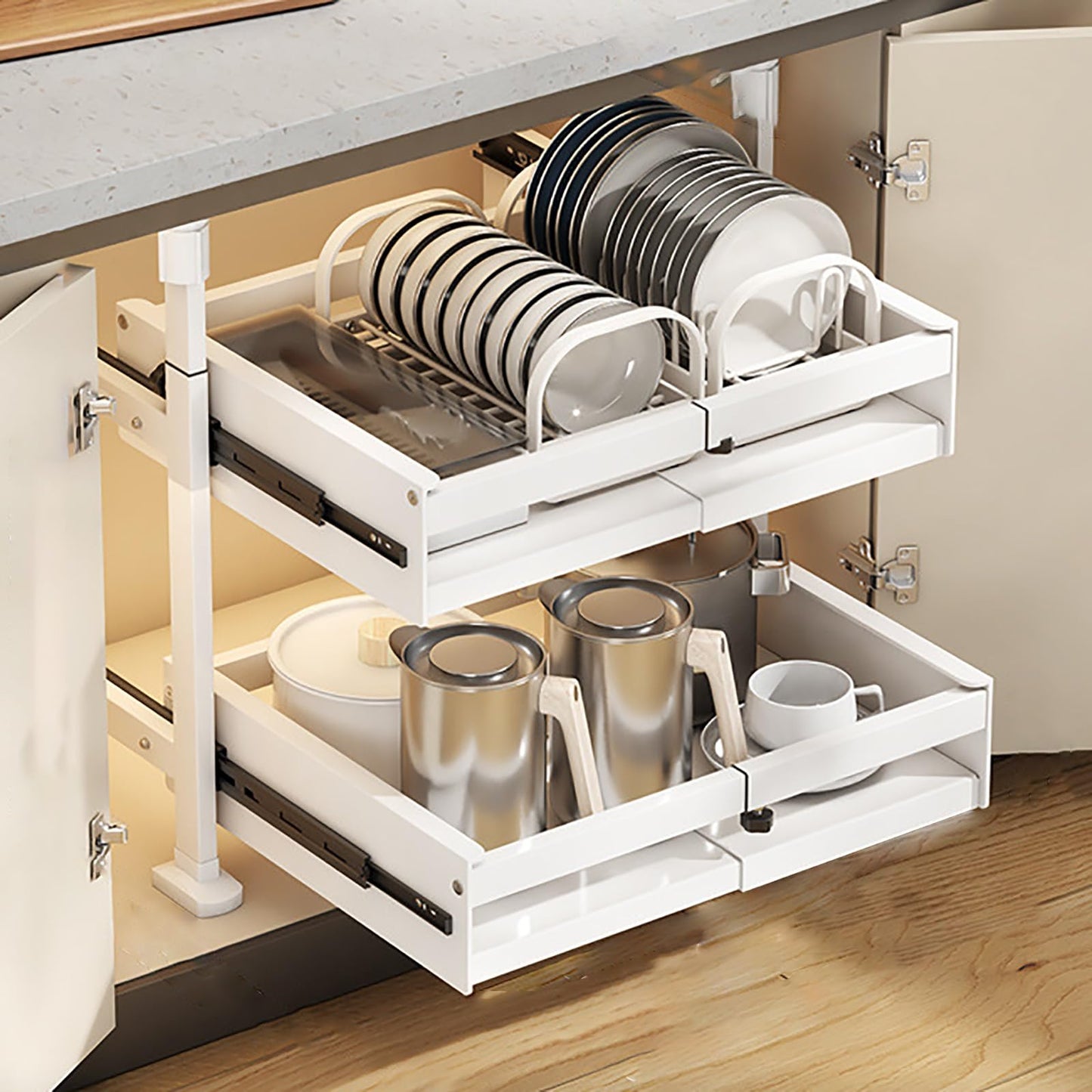 Pull Out Kitchen Cabinet Organizers RollOut Sliding Drawer Shelf For Household Storage Retractable  1