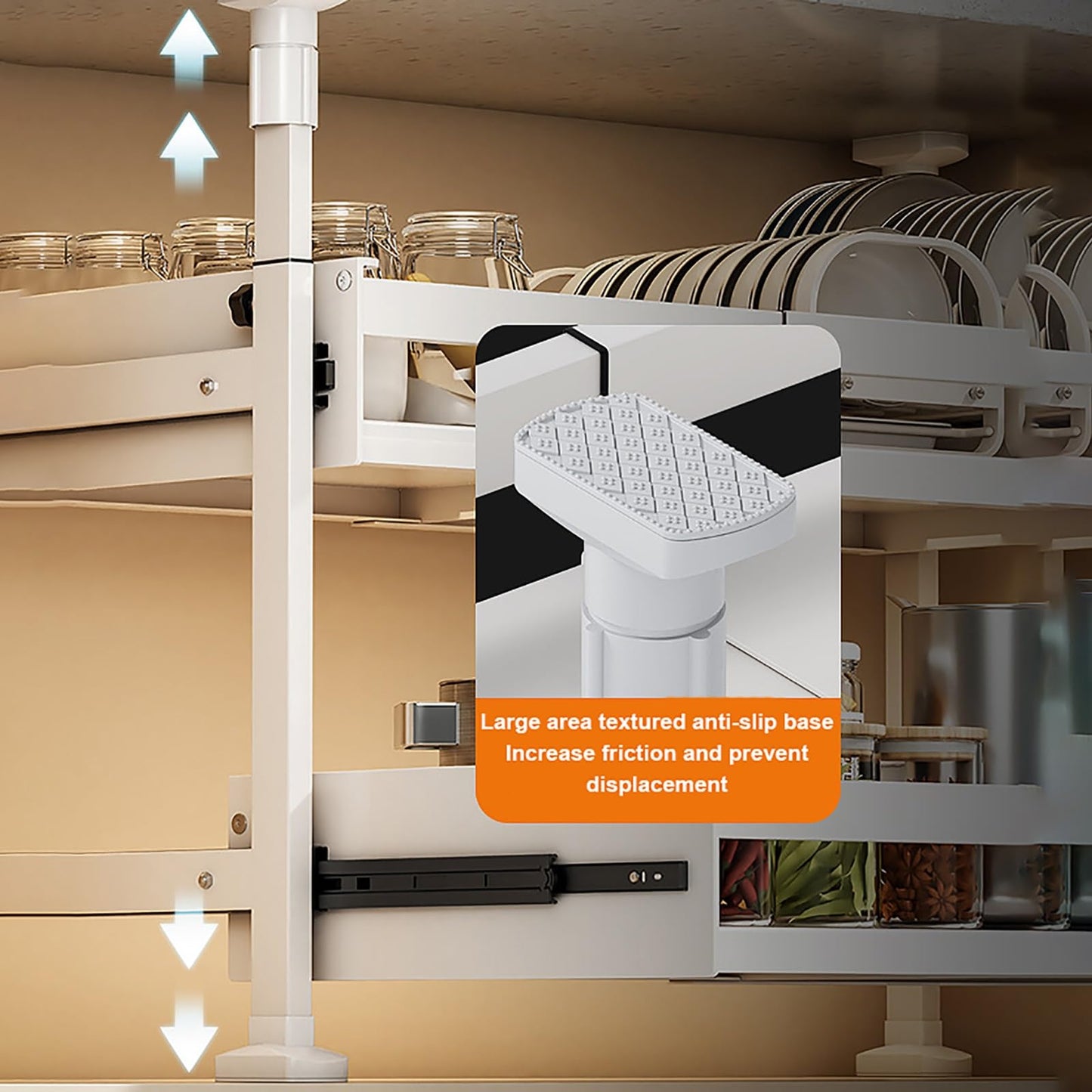 Pull Out Kitchen Cabinet Organizers RollOut Sliding Drawer Shelf For Household Storage Retractable  2