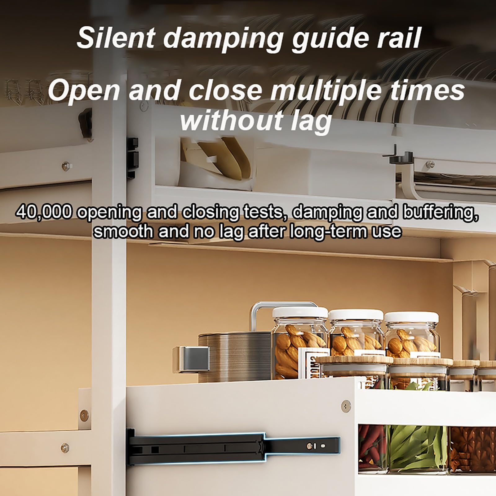 Pull Out Kitchen Cabinet Organizers RollOut Sliding Drawer Shelf For Household Storage Retractable  3