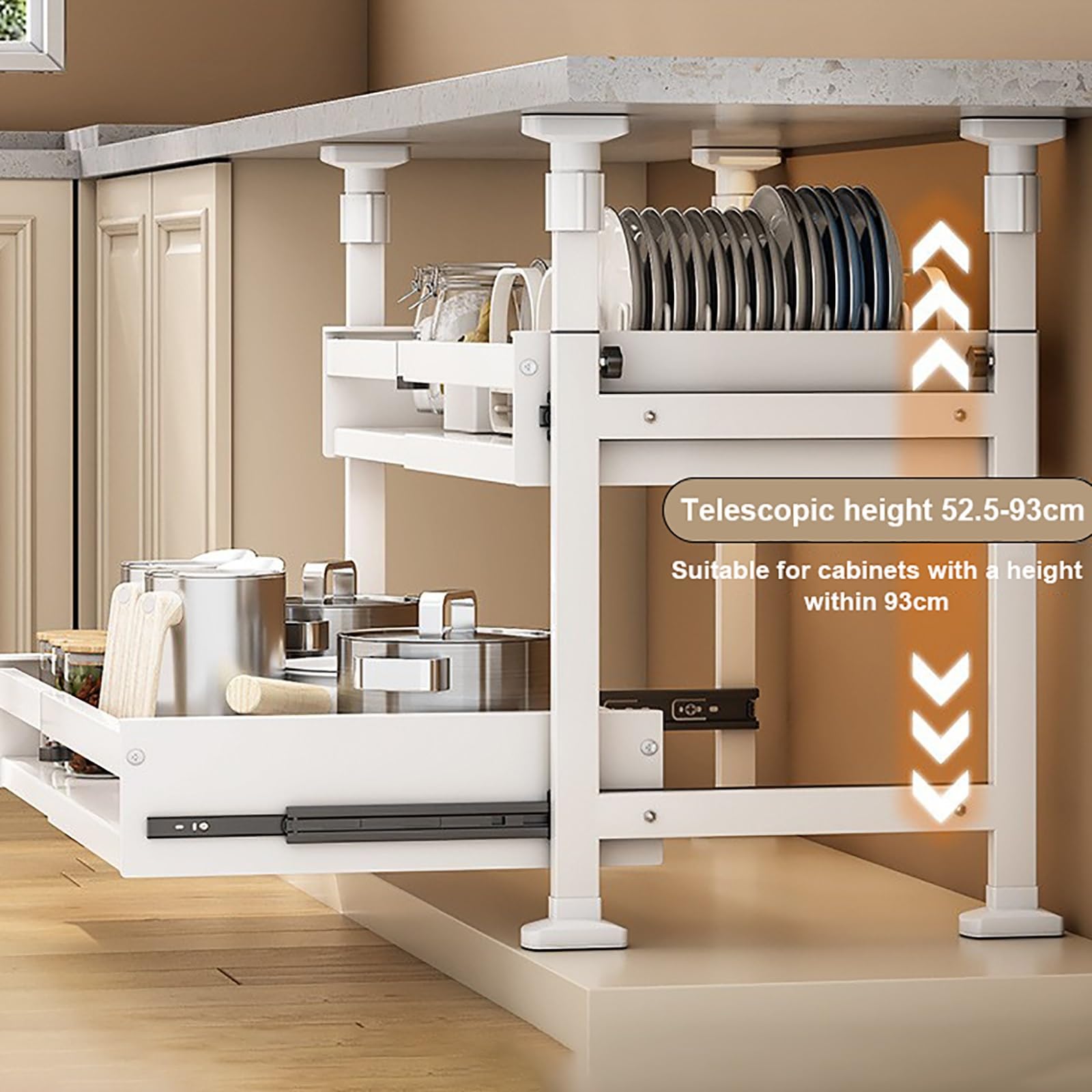 Pull Out Kitchen Cabinet Organizers RollOut Sliding Drawer Shelf For Household Storage Retractable  5
