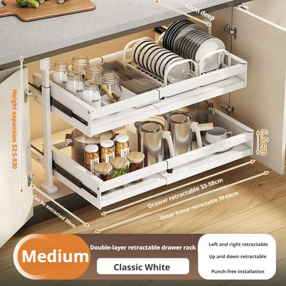 Pull Out Kitchen Cabinet Organizers RollOut Sliding Drawer Shelf For Household Storage Retractable  15