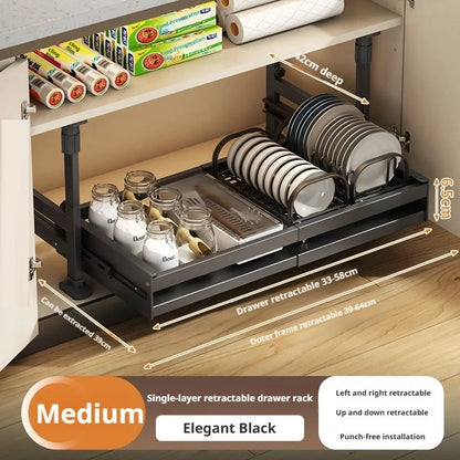 Pull Out Kitchen Cabinet Organizers RollOut Sliding Drawer Shelf For Household Storage Retractable  8