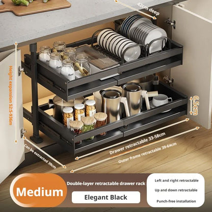 Pull Out Kitchen Cabinet Organizers RollOut Sliding Drawer Shelf For Household Storage Retractable  9