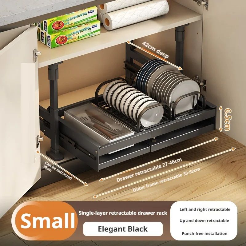 Pull Out Kitchen Cabinet Organizers RollOut Sliding Drawer Shelf For Household Storage Retractable  10
