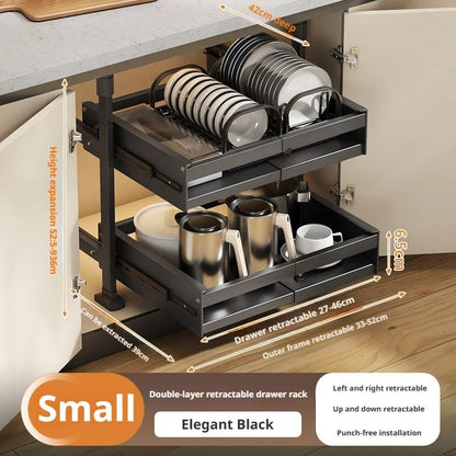 Pull Out Kitchen Cabinet Organizers RollOut Sliding Drawer Shelf For Household Storage Retractable  11