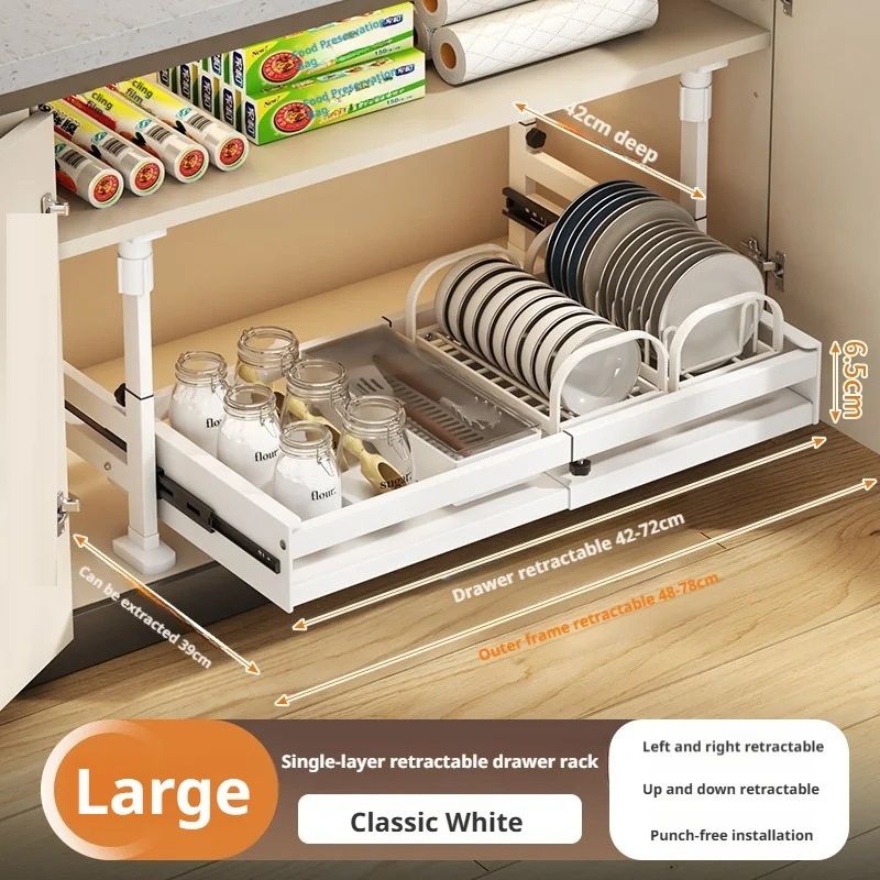 Pull Out Kitchen Cabinet Organizers RollOut Sliding Drawer Shelf For Household Storage Retractable  12