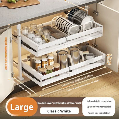 Pull Out Kitchen Cabinet Organizers RollOut Sliding Drawer Shelf For Household Storage Retractable  13