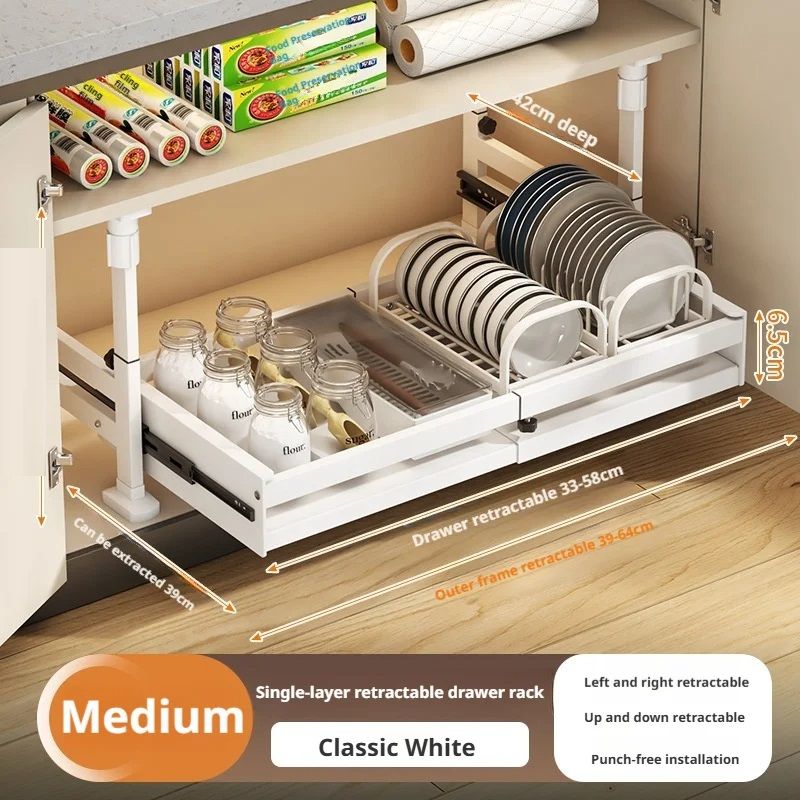 Pull Out Kitchen Cabinet Organizers RollOut Sliding Drawer Shelf For Household Storage Retractable  14