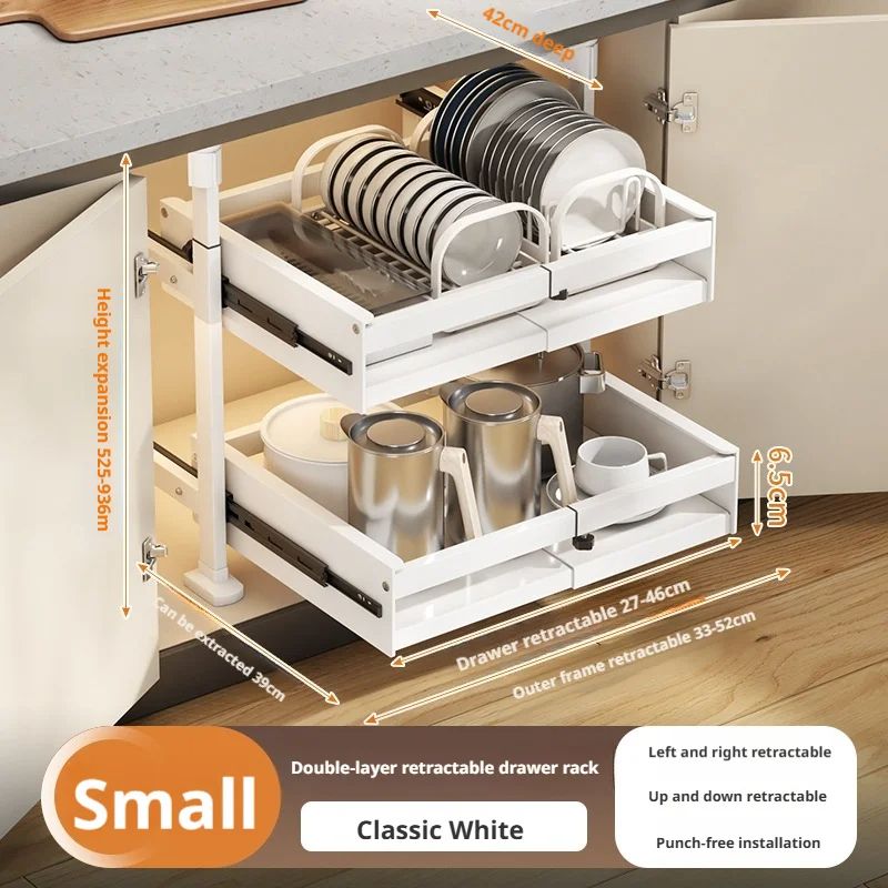 Pull Out Kitchen Cabinet Organizers RollOut Sliding Drawer Shelf For Household Storage Retractable  17
