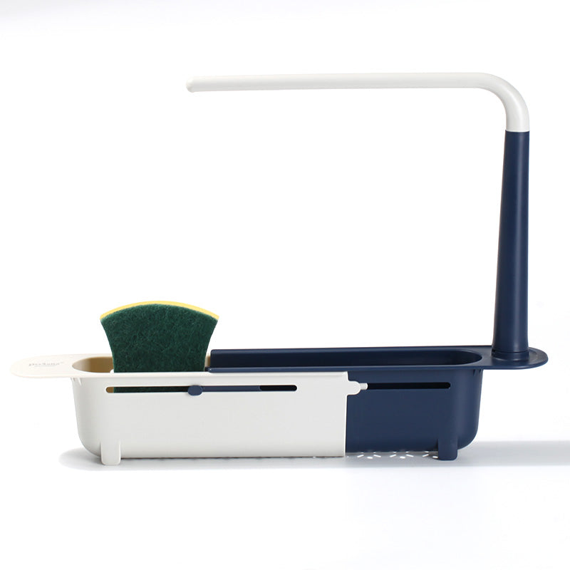 Telescopic Sink Shelf, Expandable Kitchen Sink Organizer, Soap Sponge Holder, Drain Rack, Space-Saving Storage Basket