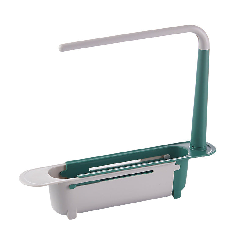 Telescopic Sink Shelf, Expandable Kitchen Sink Organizer, Soap Sponge Holder, Drain Rack, Space-Saving Storage Basket