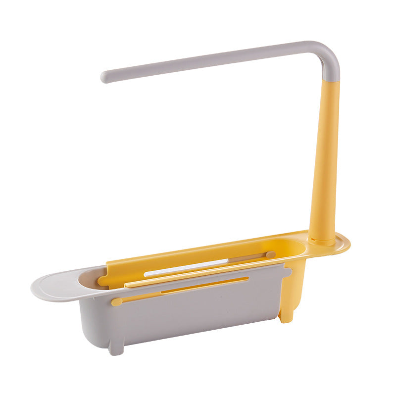 Telescopic Sink Shelf, Expandable Kitchen Sink Organizer, Soap Sponge Holder, Drain Rack, Space-Saving Storage Basket