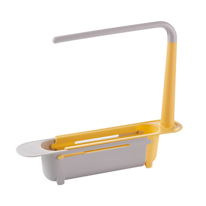 Telescopic Sink Shelf, Expandable Kitchen Sink Organizer, Soap Sponge Holder, Drain Rack, Space-Saving Storage Basket