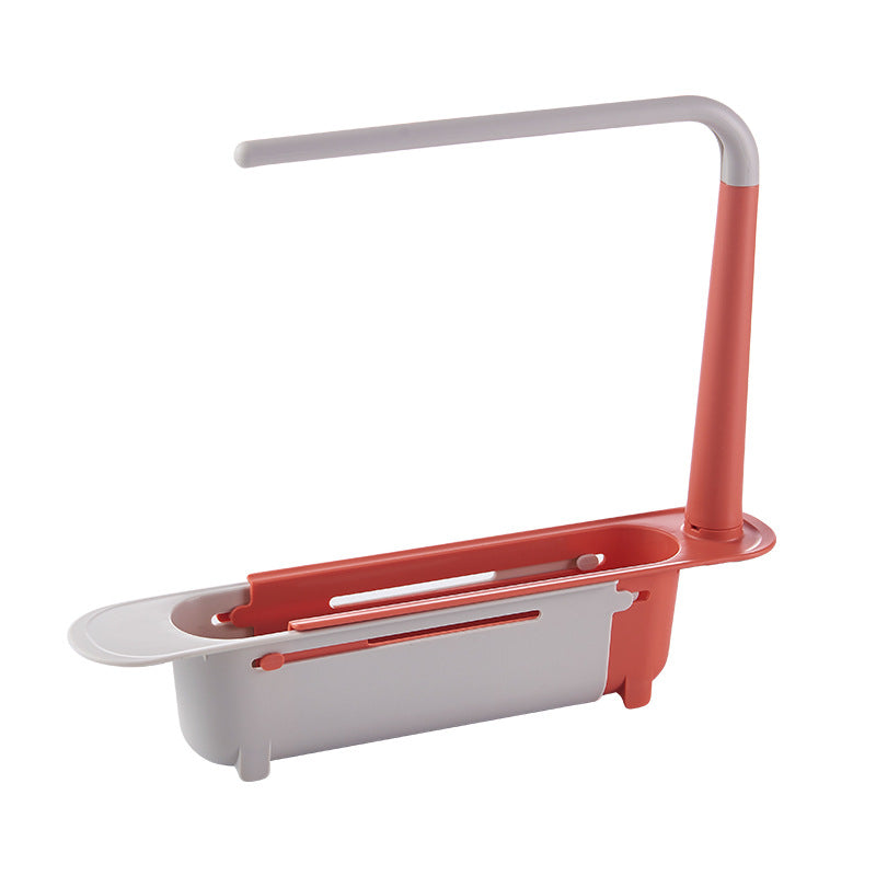 Telescopic Sink Shelf, Expandable Kitchen Sink Organizer, Soap Sponge Holder, Drain Rack, Space-Saving Storage Basket