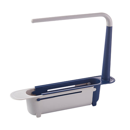 Telescopic Sink Shelf, Expandable Kitchen Sink Organizer, Soap Sponge Holder, Drain Rack, Space-Saving Storage Basket
