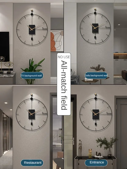 Large Wall Clock Stylish Luxury Design for Living Room, Modern Vintage Pendulum Swing Clock, Brief Home Decoration