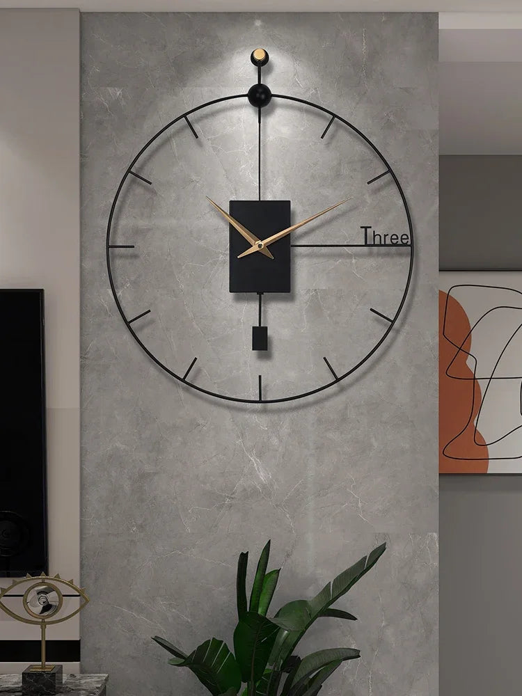 Large Wall Clock Stylish Luxury Design for Living Room, Modern Vintage Pendulum Swing Clock, Brief Home Decoration