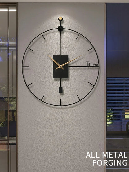 Large Wall Clock Stylish Luxury Design for Living Room, Modern Vintage Pendulum Swing Clock, Brief Home Decoration